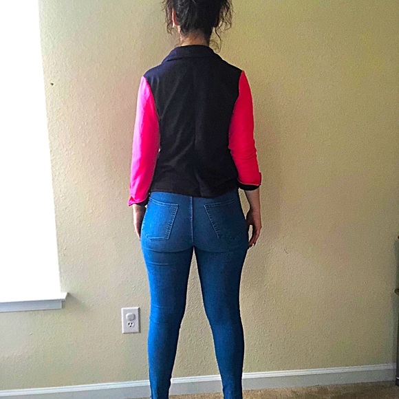 Love Culture pink & navy buttoned blazer size M - Picture 6 of 8